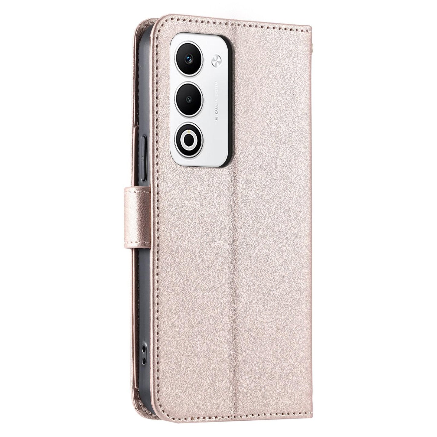 For OPPO A5 4G /  5G Global / K13 India Ring Buckle Rhombic Leather Phone Case(Rose Gold)