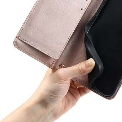 For OPPO Reno14 Global / Reno14 F 5G Ring Buckle Rhombic Leather Phone Case(Rose Gold)