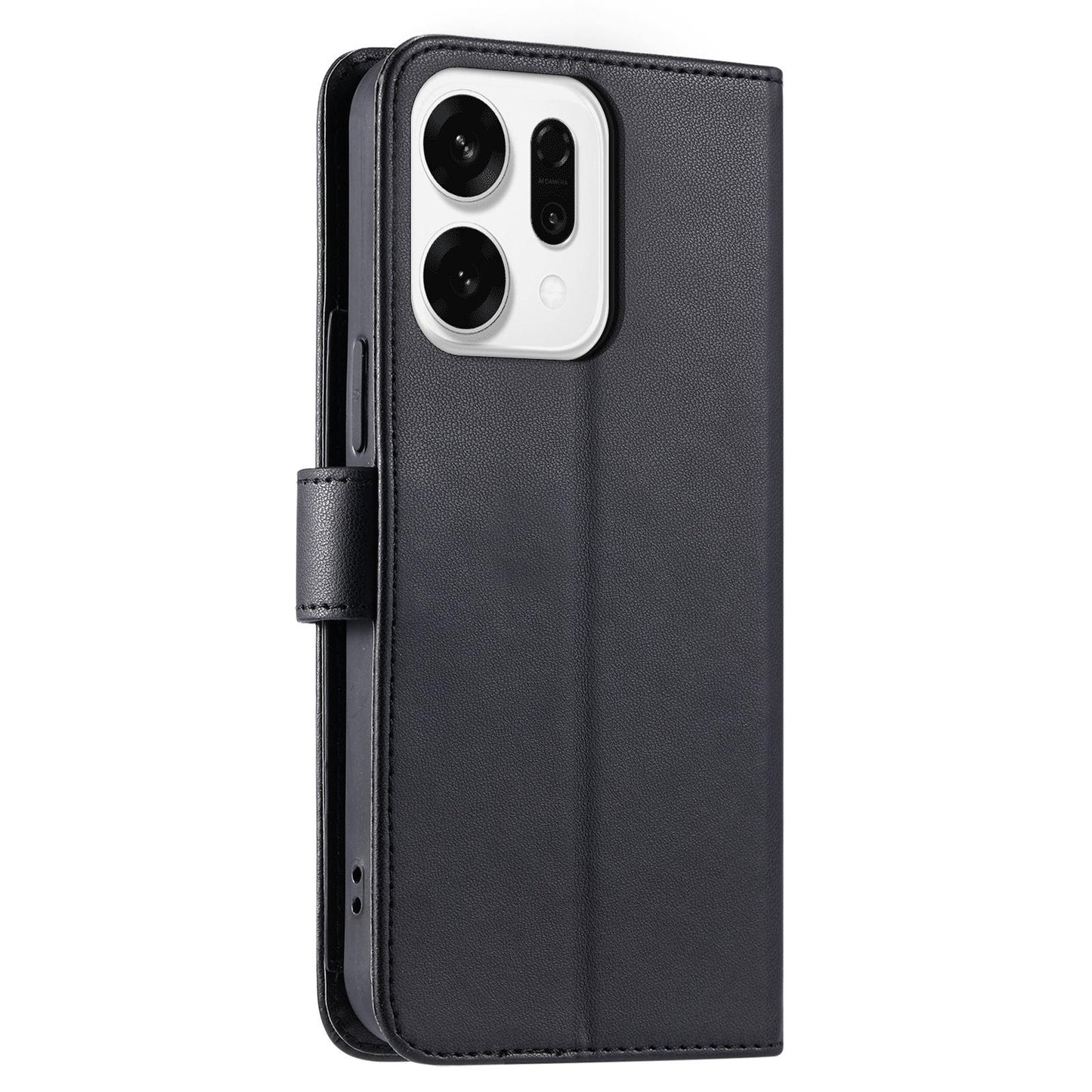 For OPPO Reno14 Pro Global Ring Buckle Rhombic Leather Phone Case(Black)
