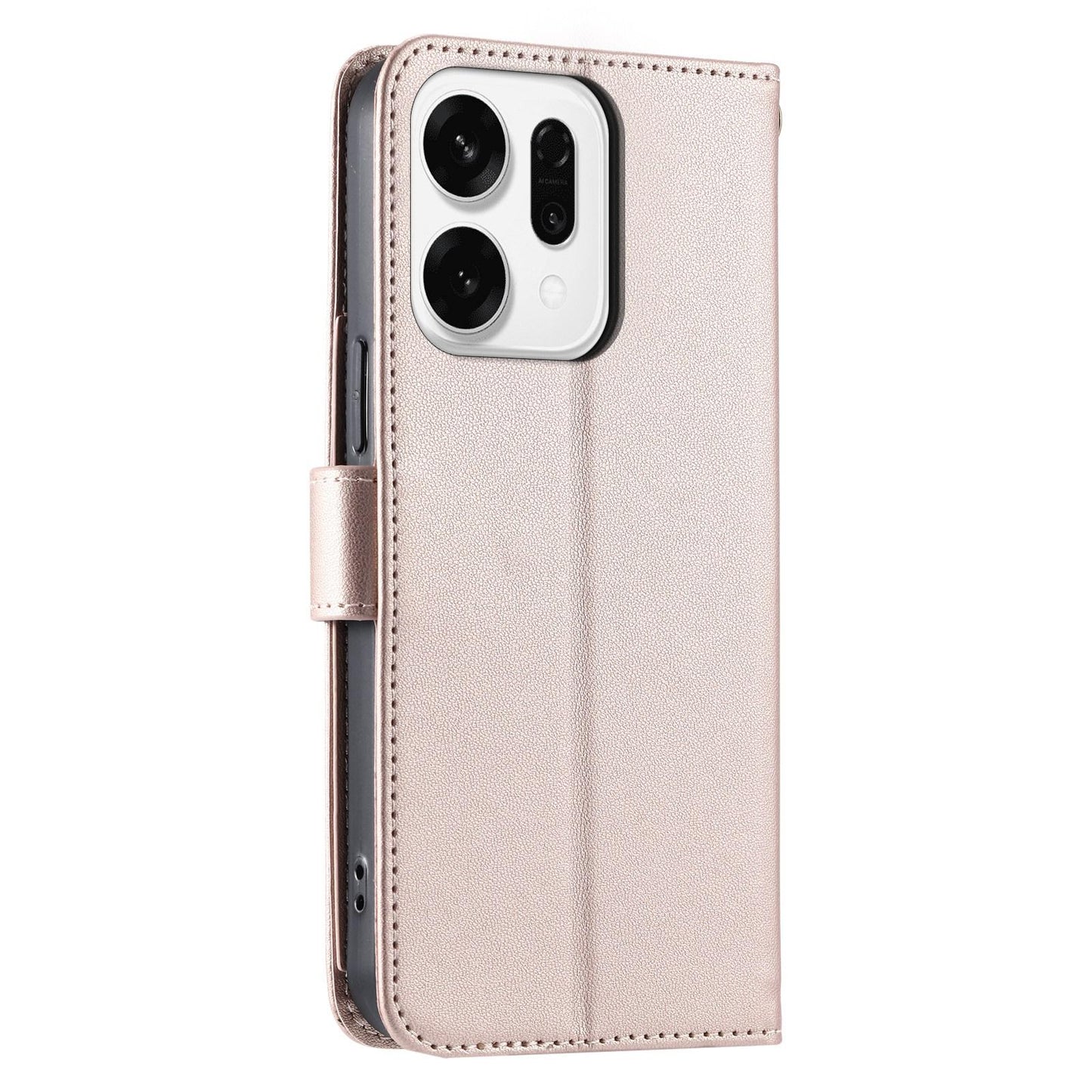 For OPPO Reno14 Pro Global Ring Buckle Rhombic Leather Phone Case(Rose Gold)