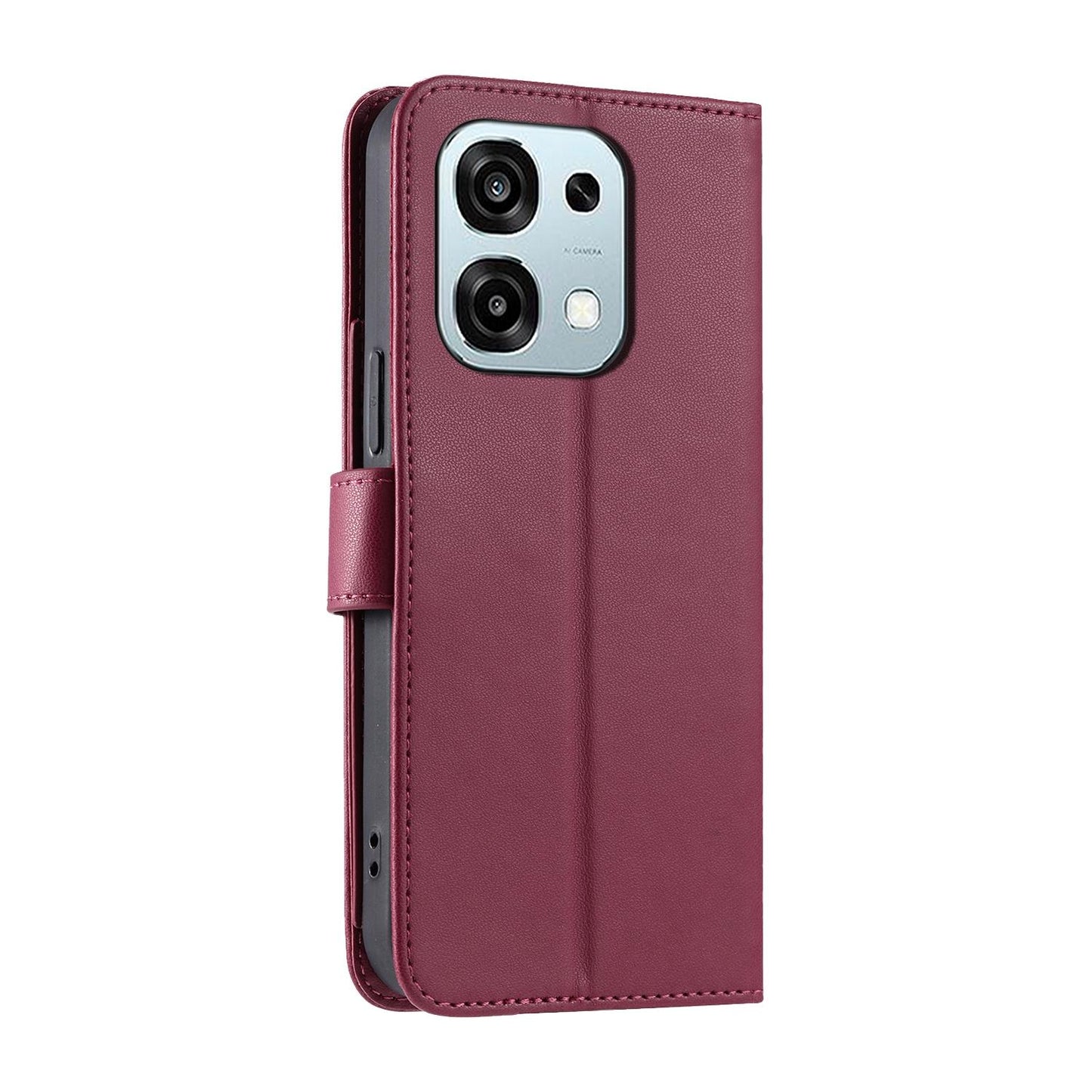 For OPPO A6 Pro 4G /  5G Global / F31 Ring Buckle Rhombic Leather Phone Case(Red)