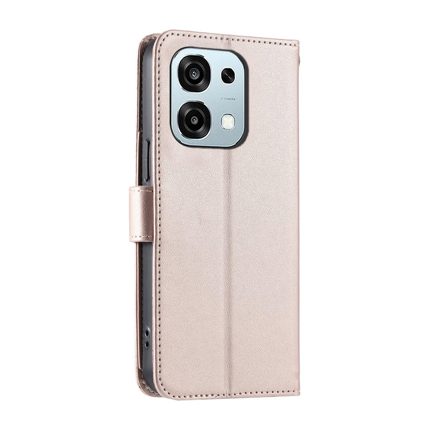 For OPPO A6 Pro 4G /  5G Global / F31 Ring Buckle Rhombic Leather Phone Case(Rose Gold)
