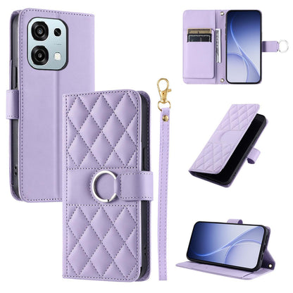 For OPPO A6 Pro 4G /  5G Global / F31 Ring Buckle Rhombic Leather Phone Case(Purple)