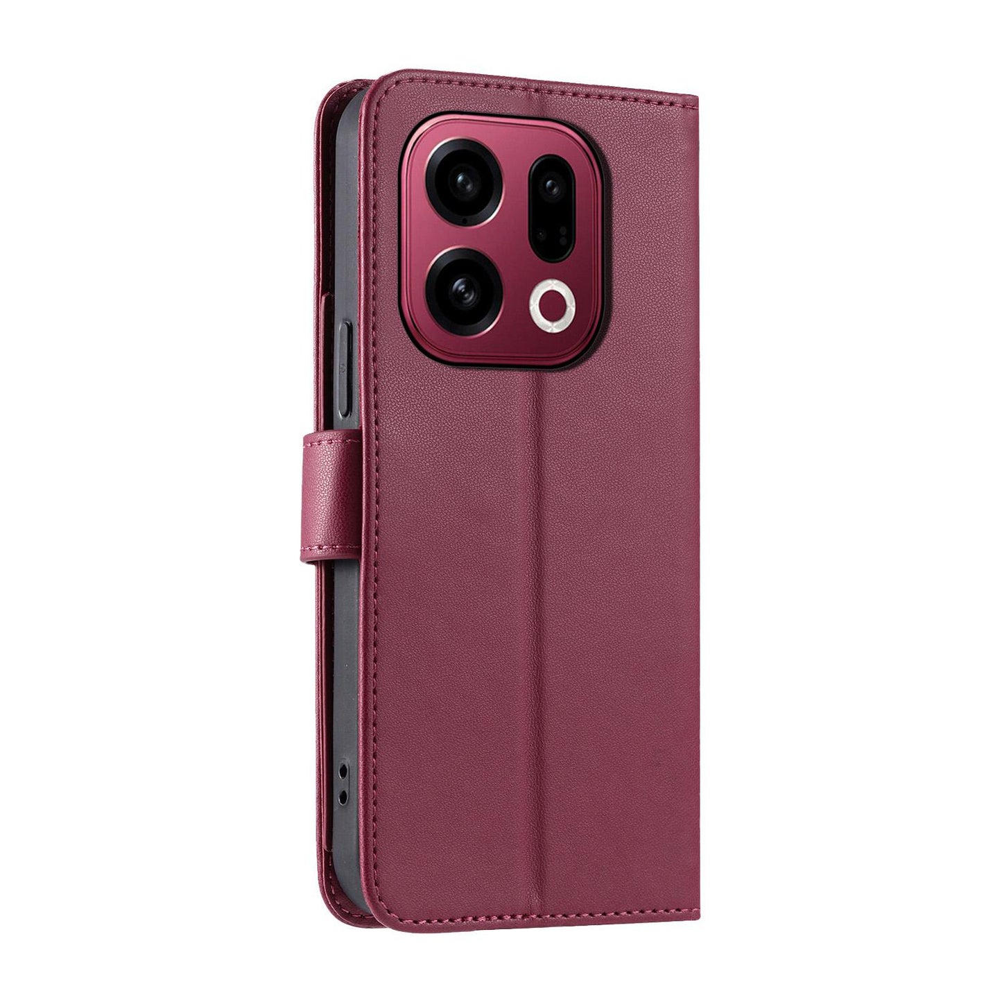 For OPPO Find X9 Ring Buckle Rhombic Leather Phone Case(Red)