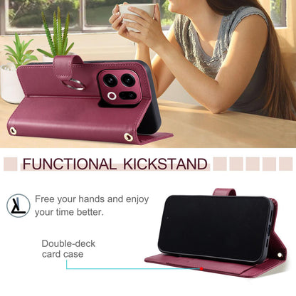 For OPPO Find X9 Ring Buckle Rhombic Leather Phone Case(Red)