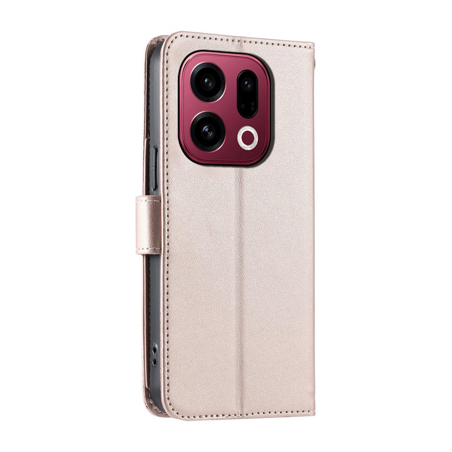 For OPPO Find X9 Ring Buckle Rhombic Leather Phone Case(Rose Gold)
