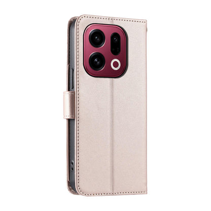 For OPPO Find X9 Ring Buckle Rhombic Leather Phone Case(Rose Gold)