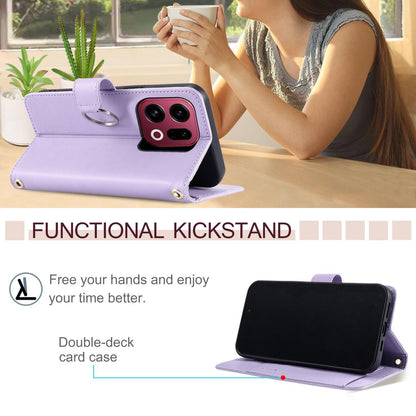 For OPPO Find X9 Ring Buckle Rhombic Leather Phone Case(Purple)