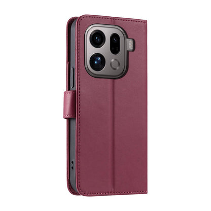 For OPPO Find X9 Pro Ring Buckle Rhombic Leather Phone Case(Red)