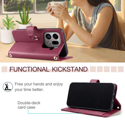 For OPPO Find X9 Pro Ring Buckle Rhombic Leather Phone Case(Red)