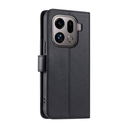 For OPPO Find X9 Pro Ring Buckle Rhombic Leather Phone Case(Black)