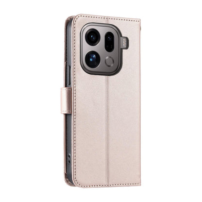 For OPPO Find X9 Pro Ring Buckle Rhombic Leather Phone Case(Rose Gold)