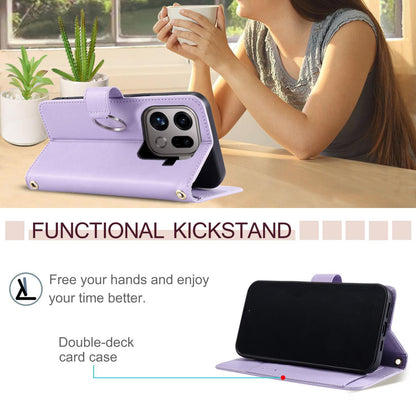 For OPPO Find X9 Pro Ring Buckle Rhombic Leather Phone Case(Purple)