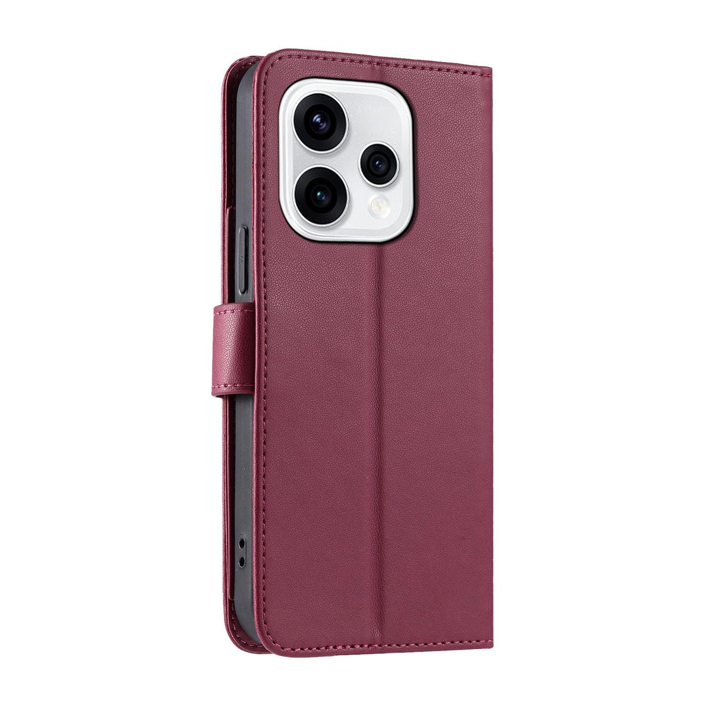 For OPPO Reno15 5G Global Ring Buckle Rhombic Leather Phone Case(Red)