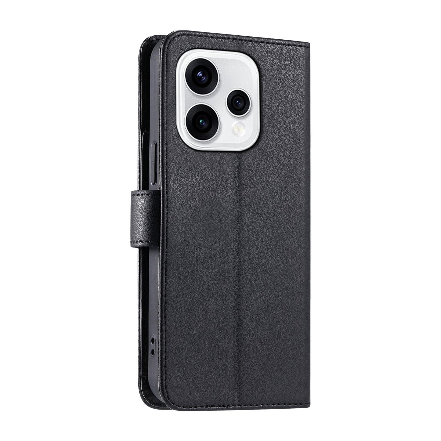 For OPPO Reno15 5G Global Ring Buckle Rhombic Leather Phone Case(Black)