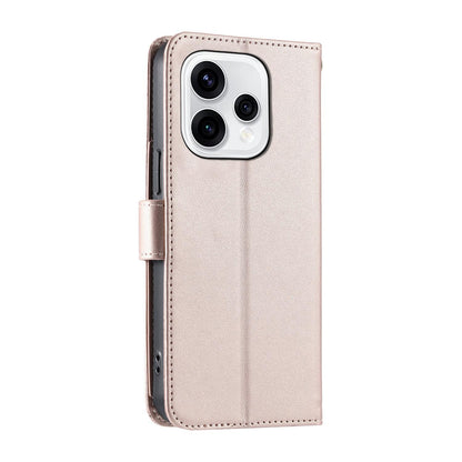 For OPPO Reno15 5G Global Ring Buckle Rhombic Leather Phone Case(Rose Gold)