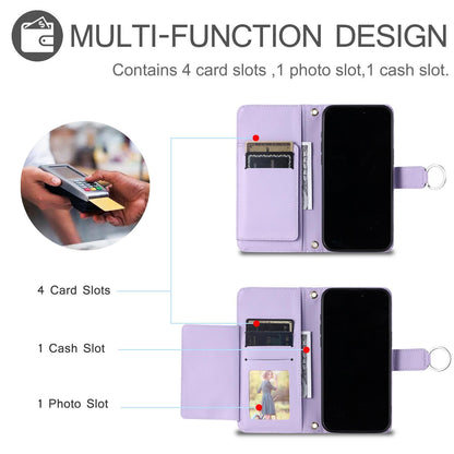 For OPPO Reno15 5G Global Ring Buckle Rhombic Leather Phone Case(Purple)