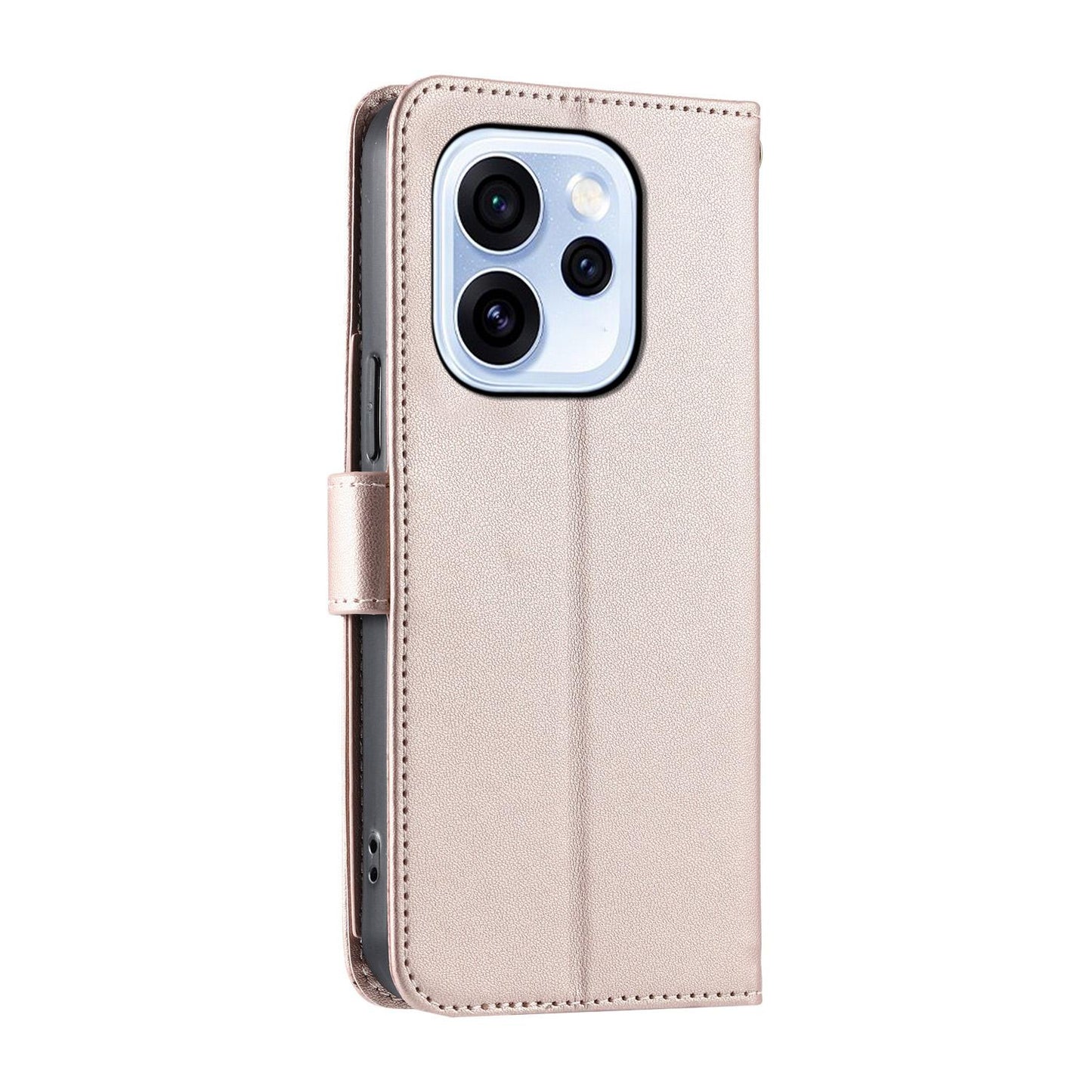 For OPPO Reno15 Pro 5G Global Ring Buckle Rhombic Leather Phone Case(Rose Gold)