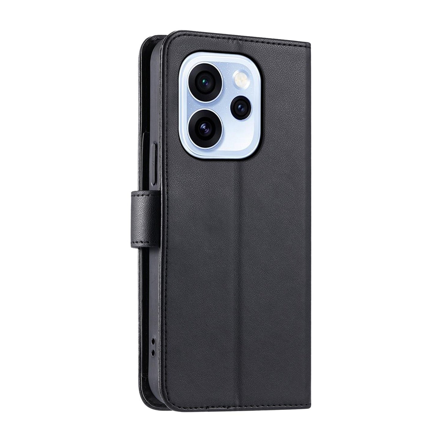 For OPPO Reno15 F 5G Global Ring Buckle Rhombic Leather Phone Case(Black)