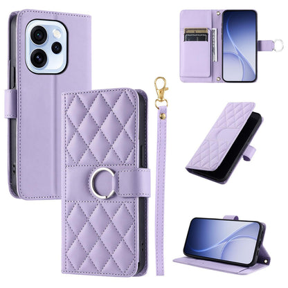 For OPPO Reno15 F 5G Global Ring Buckle Rhombic Leather Phone Case(Purple)