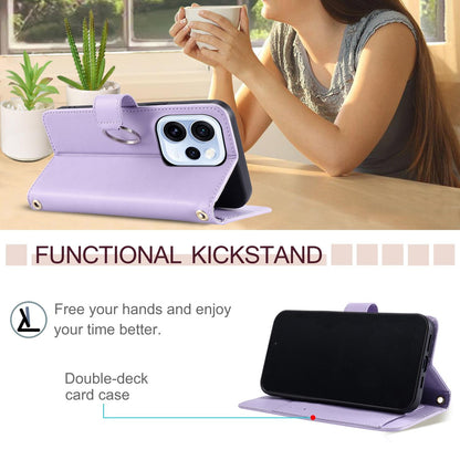 For OPPO Reno15 F 5G Global Ring Buckle Rhombic Leather Phone Case(Purple)