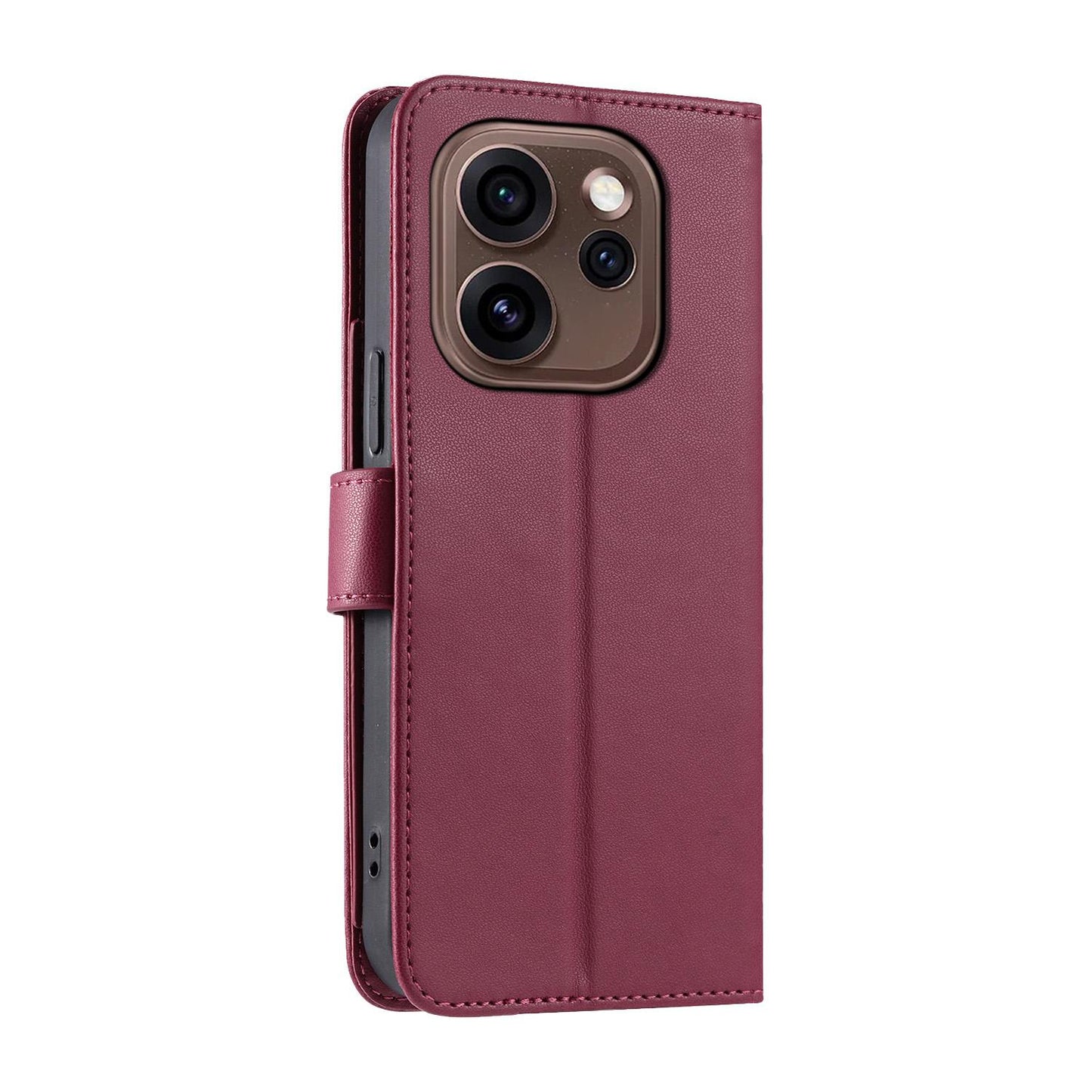 For OPPO Reno15 Pro Max 5G Global Ring Buckle Rhombic Leather Phone Case(Red)