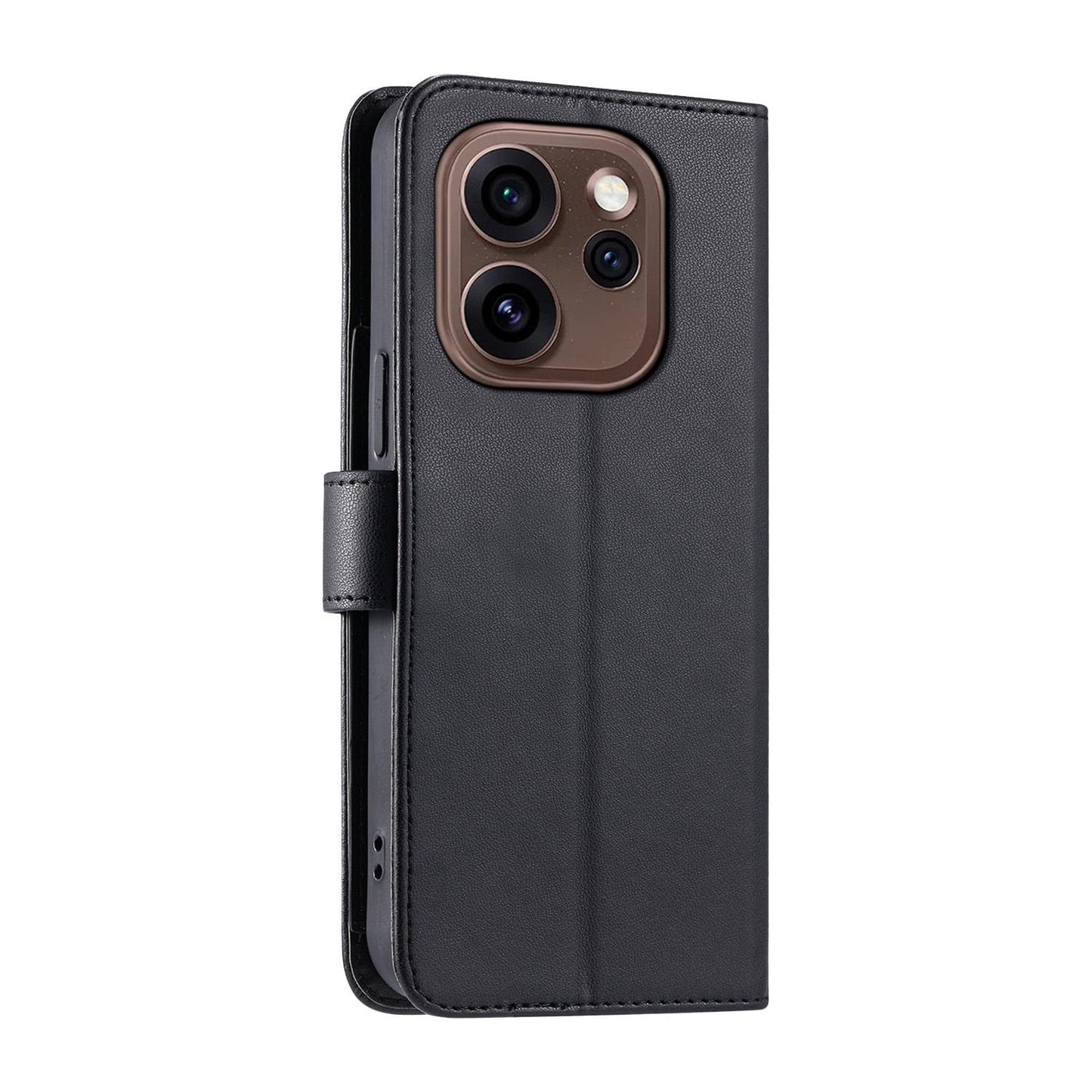 For OPPO Reno15 Pro Max 5G Global Ring Buckle Rhombic Leather Phone Case(Black)