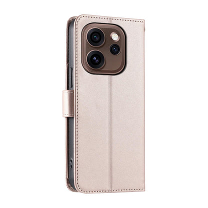 For OPPO Reno15 Pro Max 5G Global Ring Buckle Rhombic Leather Phone Case(Rose Gold)