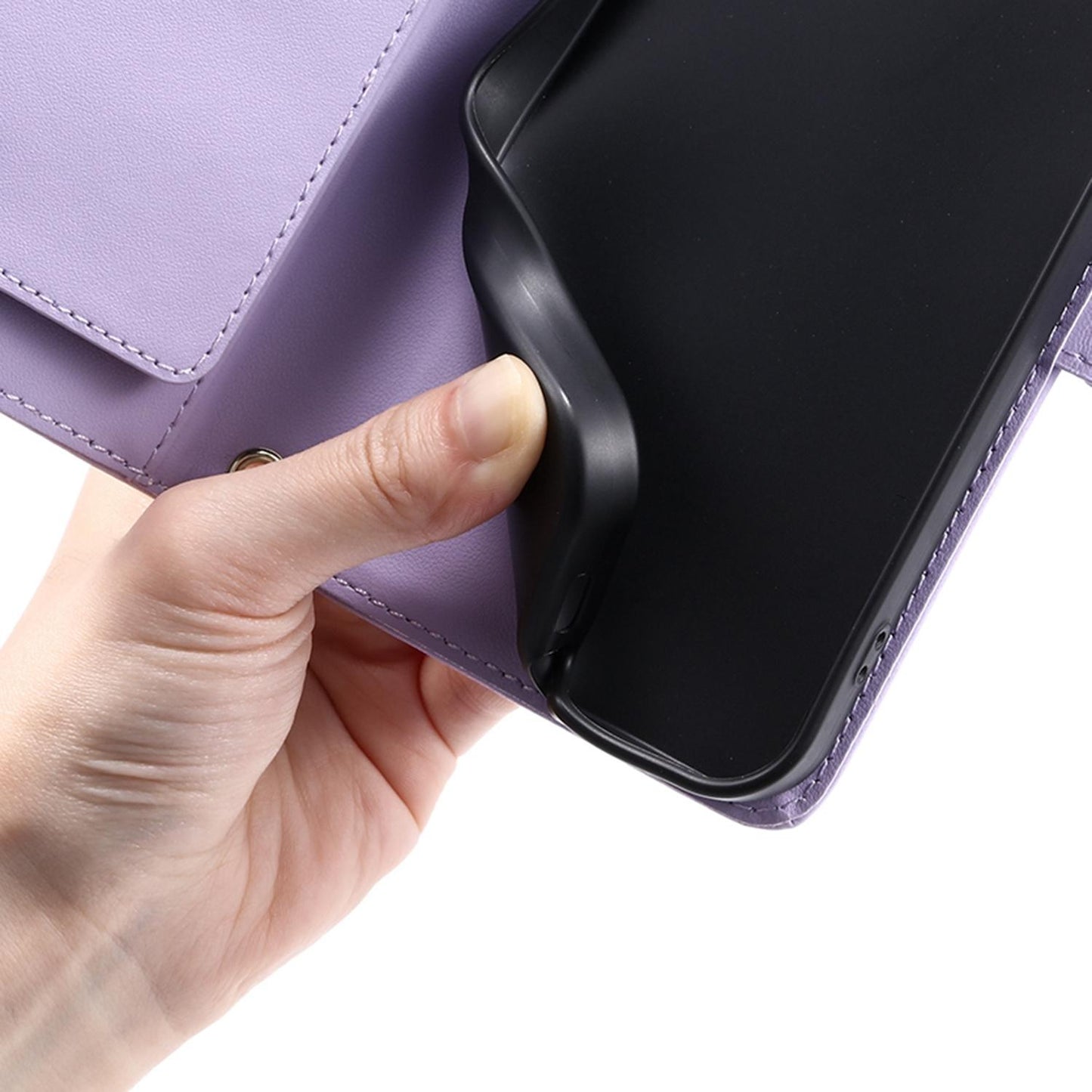 For OPPO Reno15 Pro Max 5G Global Ring Buckle Rhombic Leather Phone Case(Purple)