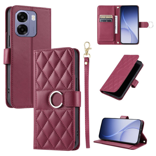 For OPPO A6 / A6s / A6x / A6t Global Ring Buckle Rhombic Leather Phone Case(Red)