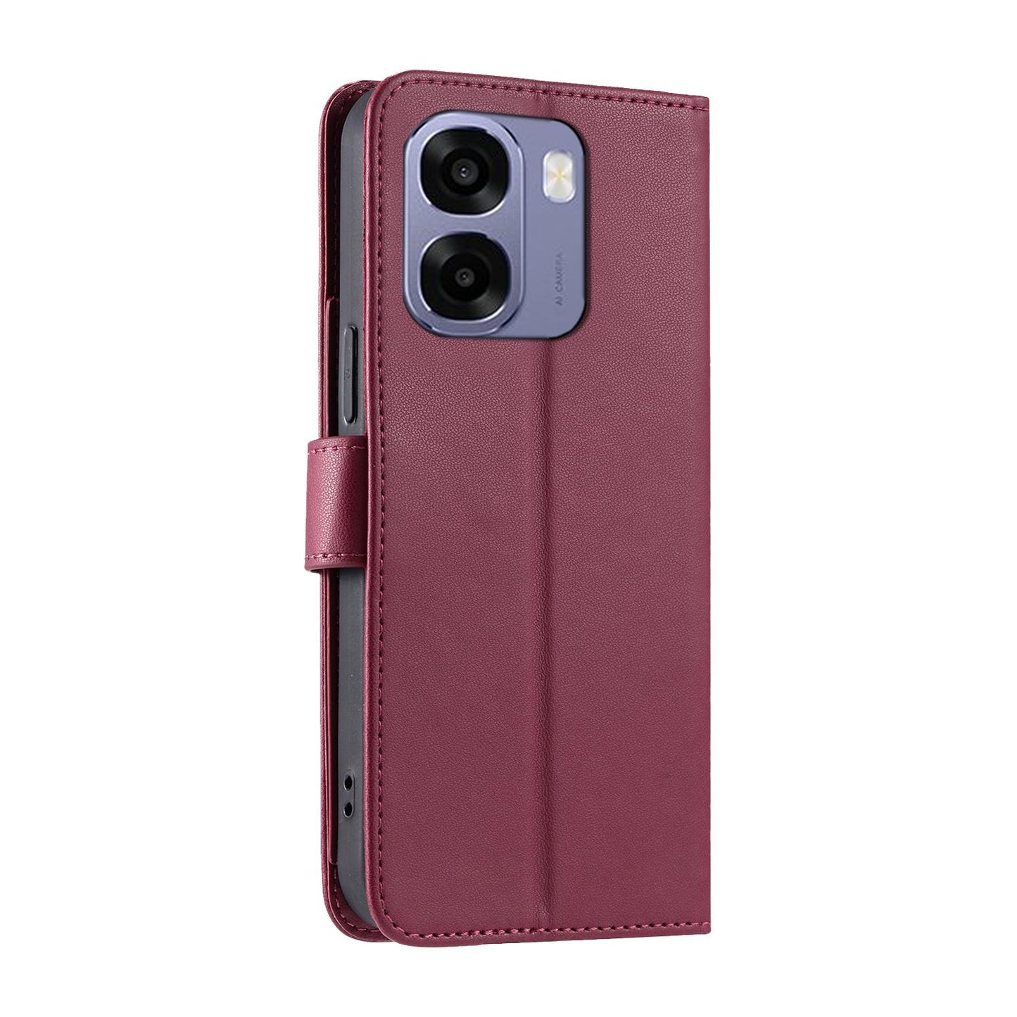 For OPPO A6 / A6s / A6x / A6t Global Ring Buckle Rhombic Leather Phone Case(Red)