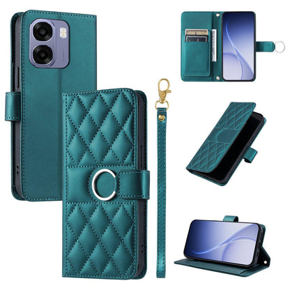 For OPPO A6 / A6s / A6x / A6t Global Ring Buckle Rhombic Leather Phone Case(Green)
