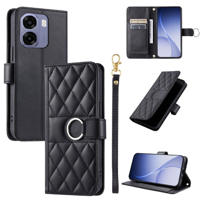 For OPPO A6 / A6s / A6x / A6t Global Ring Buckle Rhombic Leather Phone Case(Black)