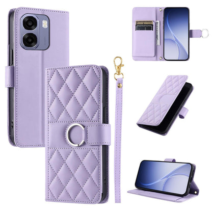 For OPPO A6 / A6s / A6x / A6t Global Ring Buckle Rhombic Leather Phone Case(Purple)