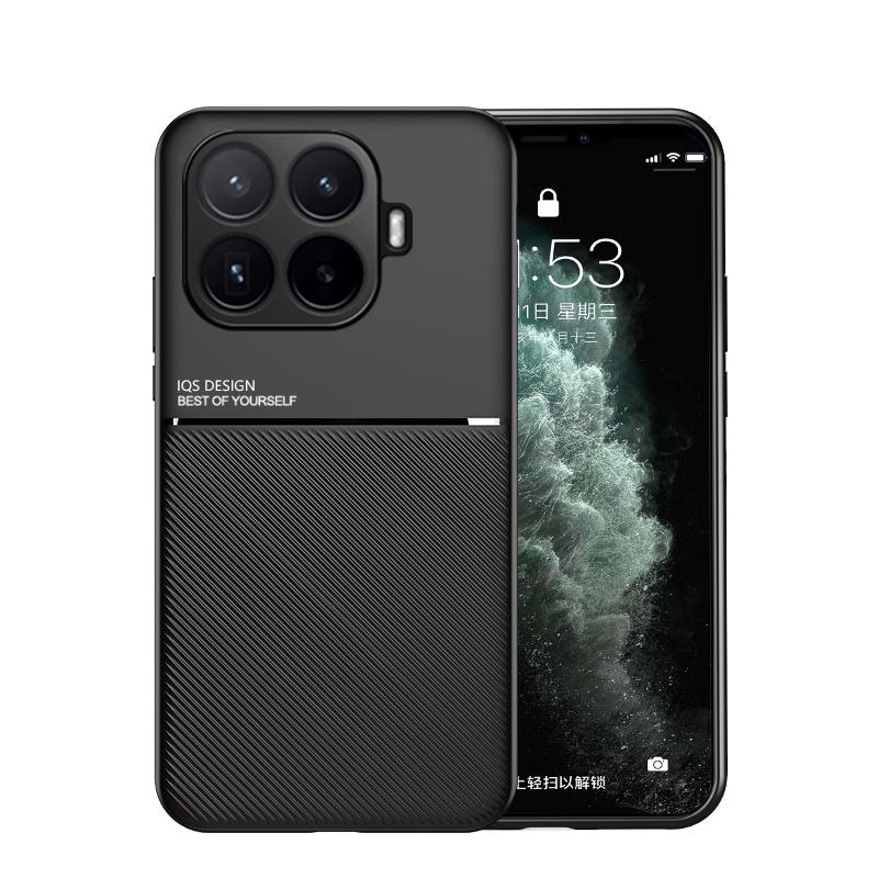 For Xiaomi 17T Pro 5G Classic Tilt Strip Grain Magnetic PC Hybrid TPU Phone Case - Black - EDA007358216A