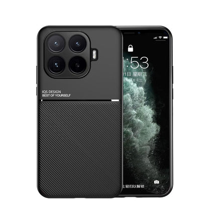 For Xiaomi 17T Pro 5G Classic Tilt Strip Grain Magnetic PC Hybrid TPU Phone Case - Black - EDA007358216A