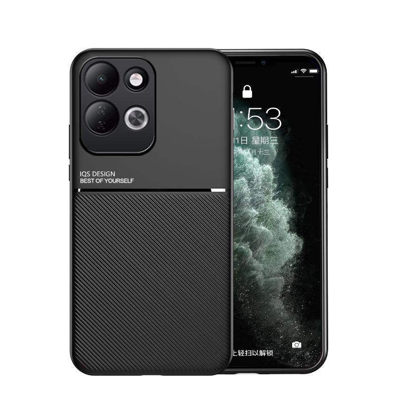 For Redmi 17 4G / 5G Global 170mm Classic Tilt Strip Grain Magnetic PC Hybrid TPU Phone Case - Black - EDA007358323A
