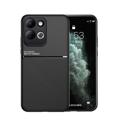 For Redmi 17 4G / 5G Global 170mm Classic Tilt Strip Grain Magnetic PC Hybrid TPU Phone Case - Black - EDA007358323A