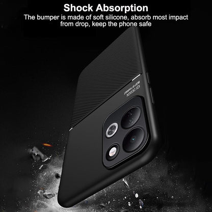 For Redmi 17 4G / 5G Global 170mm Classic Tilt Strip Grain Magnetic PC Hybrid TPU Phone Case - Black - EDA007358323A