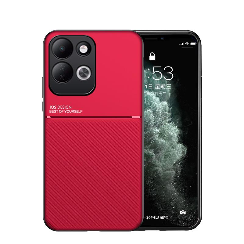 For Redmi 17 4G / 5G Global 170mm Classic Tilt Strip Grain Magnetic PC Hybrid TPU Phone Case - Red - EDA007358323B
