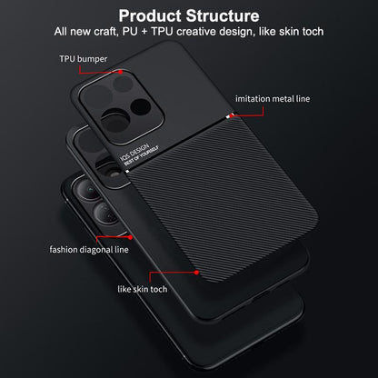 For Redmi 17 4G / 5G Global 170mm Classic Tilt Strip Grain Magnetic PC Hybrid TPU Phone Case - Red - EDA007358323B