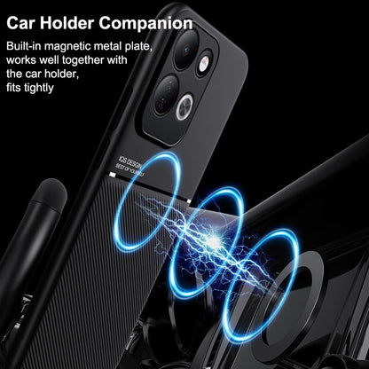 For Redmi 17 4G / 5G Global 170mm Classic Tilt Strip Grain Magnetic PC Hybrid TPU Phone Case - Red - EDA007358323B