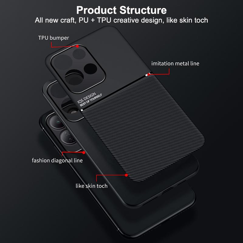 For Redmi 17 4G / 5G Global 170mm Classic Tilt Strip Grain Magnetic PC Hybrid TPU Phone Case - Green - EDA007358323C