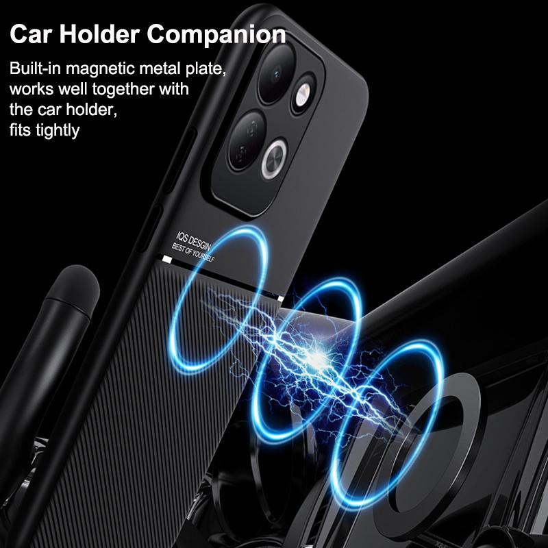 For Redmi 17 4G / 5G Global 170mm Classic Tilt Strip Grain Magnetic PC Hybrid TPU Phone Case - Blue - EDA007358323D
