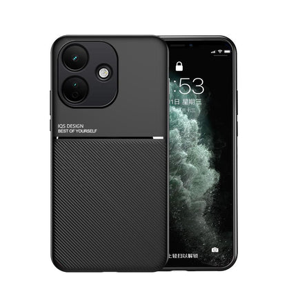 For Redmi Note 17 Pro 5G Global 163.5mm Classic Tilt Strip Grain Magnetic PC Hybrid TPU Phone Case - Black - EDA007358327A