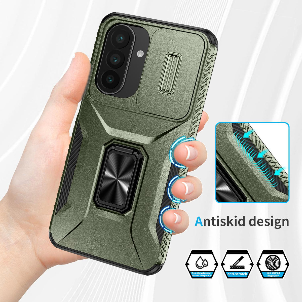 For Galaxy A27 5G Sliding Camshield Holder Phone Case - Alpine Green - EDA007358806A