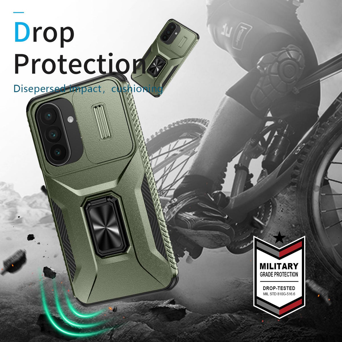 For Galaxy A27 5G Sliding Camshield Holder Phone Case - Alpine Green - EDA007358806A