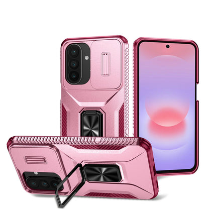 For Galaxy A27 5G Sliding Camshield Holder Phone Case - Pink + Rose Red - EDA007358806C