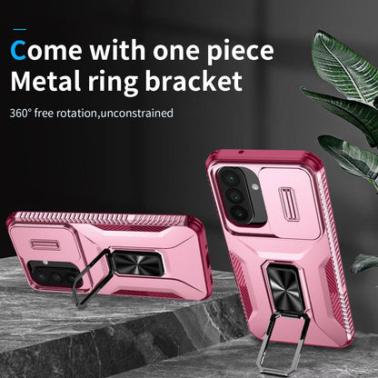 For Galaxy A27 5G Sliding Camshield Holder Phone Case - Pink + Rose Red - EDA007358806C