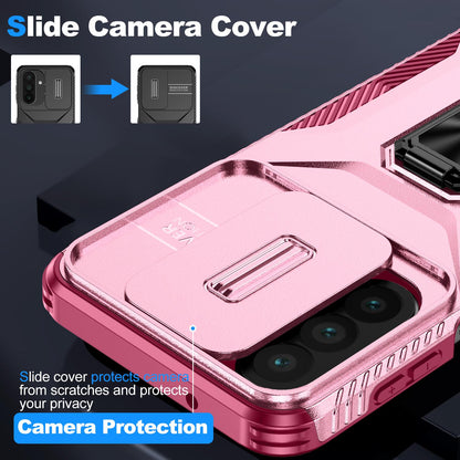 For Galaxy A27 5G Sliding Camshield Holder Phone Case - Pink + Rose Red - EDA007358806C